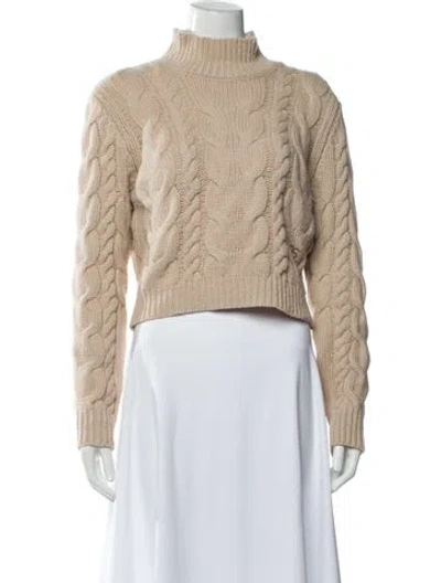 Pre-owned Claudia Schiffer X Frame Merino Wool Turtleneck Sweater In Neutral