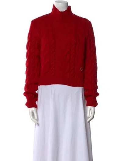 Pre-owned Claudia Schiffer X Frame Merino Wool Turtleneck Sweater In Red