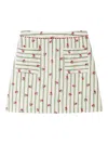 Claudie Pierlot Linen Floral-embellished A-line Mini Skirt In Neutrals