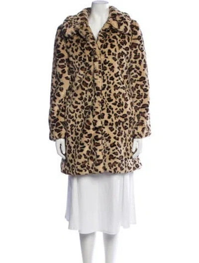 Pre-owned Claudie Pierlot Animal Print Faux Fur Coat In Multi