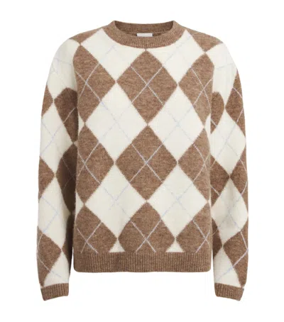Claudie Pierlot Argyle Sweater In Brown