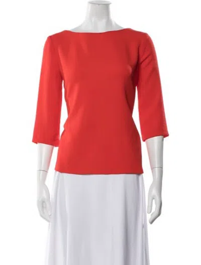Pre-owned Claudie Pierlot Bateau Neckline Three-quarter Sleeve Top In Orange