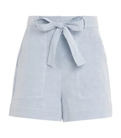 Claudie Pierlot Belted Denim Shorts In Blue