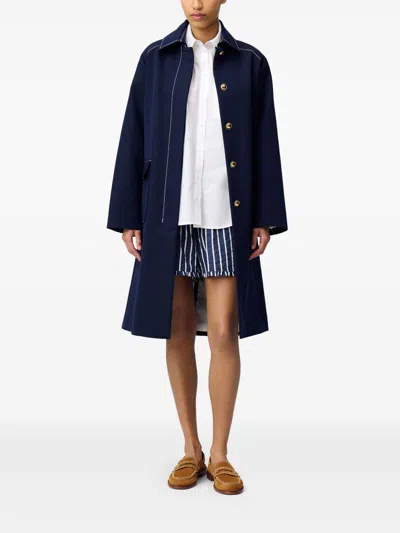 Claudie Pierlot Belted Midi Coat In Blue