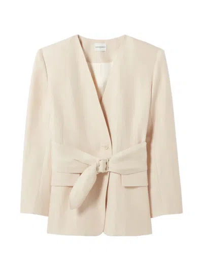 Claudie Pierlot Belted Pocket Blazer In Neutral