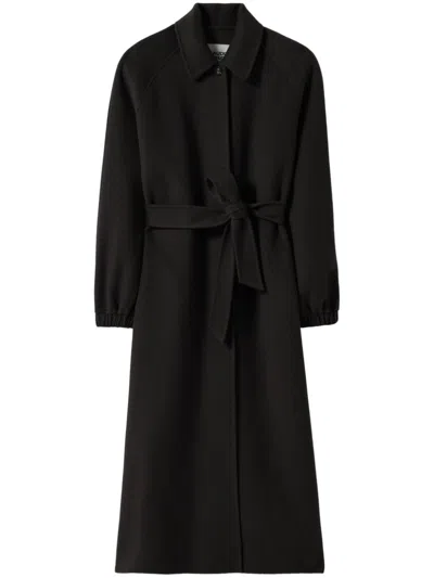 Claudie Pierlot Belted Trench Coat In Noir / Gris