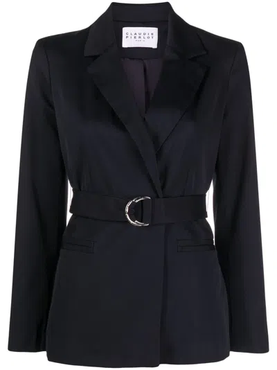 Claudie Pierlot Belted-waist Blazer In Blue