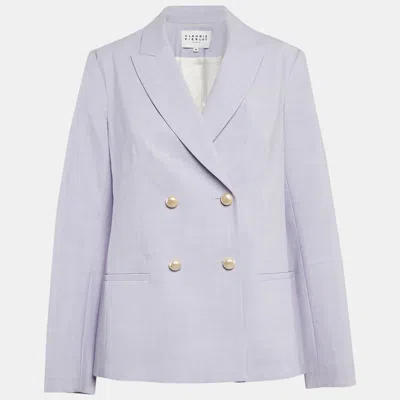 Pre-owned Claudie Pierlot Blue Wool Blend Double Breasted Blazer M
