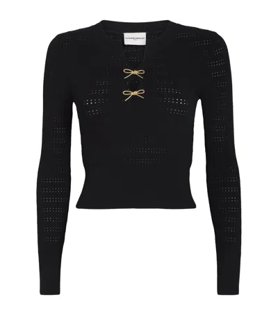 Claudie Pierlot Bow-embellished Cut-out Sweater In Black