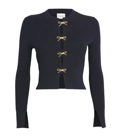 Claudie Pierlot Bow-embellished Cut-out Sweater In Blue