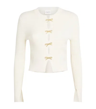 Claudie Pierlot Bow-embellished Cut-out Sweater In Neutral