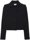 Claudie Pierlot Straight-point Collar Cropped Jacket In Blue