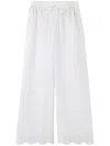 Claudie Pierlot Womens Naturels Embroidered Regular-fit Wide-leg Cotton Trousers In White