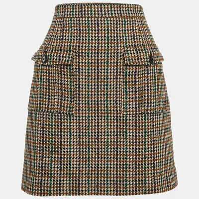 Pre-owned Claudie Pierlot Brown/green Wool Tweed Mini Skirt M