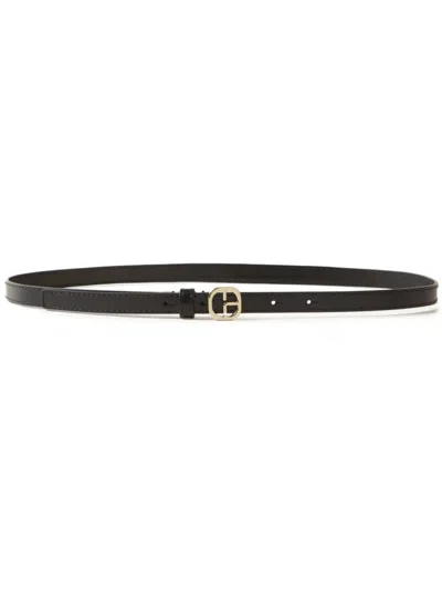 Claudie Pierlot Buckle Leather Belt In Noir / Gris