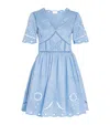 Claudie Pierlot Womens Bleus Butterfly-embroidered Short-sleeve Cotton Mini Dress In Blue