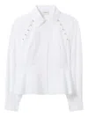 Claudie Pierlot Womens White Pointed-collar Embellished Cotton-poplin Shirt In White
