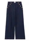 Claudie Pierlot Womens Brut Denim Button-embellished Wide-leg Mid-rise Jeans In Blue