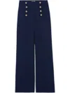 Claudie Pierlot Womens Navy Button-embellished Wide-leg Woven Trousers In Blue