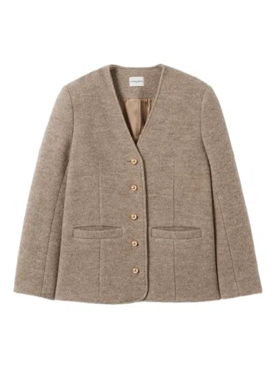 Claudie Pierlot Button-down V-neck Jacket In Neutral
