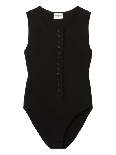 Claudie Pierlot Womens Black Sleeveless Button-down Knitted Bodysuit