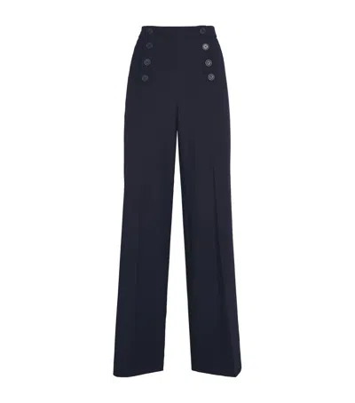 Claudie Pierlot Button-front Straight Trousers In Blue