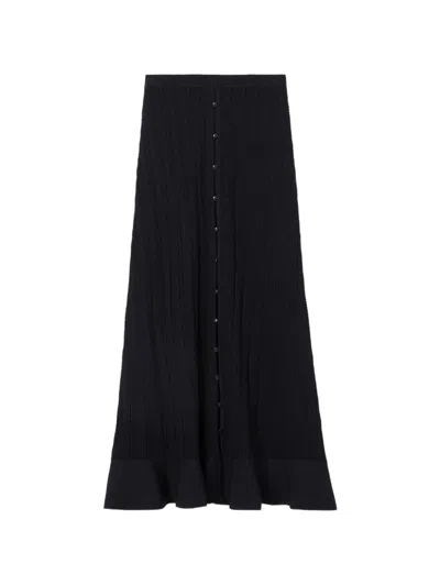 Claudie Pierlot Button Knit Midi Skirt In Blue