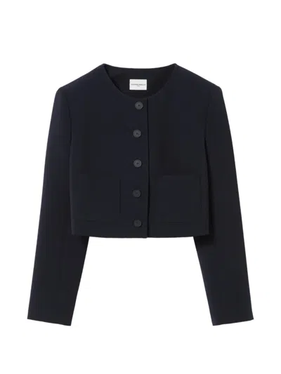 Claudie Pierlot Button Patch-pocket Jacket In Blue