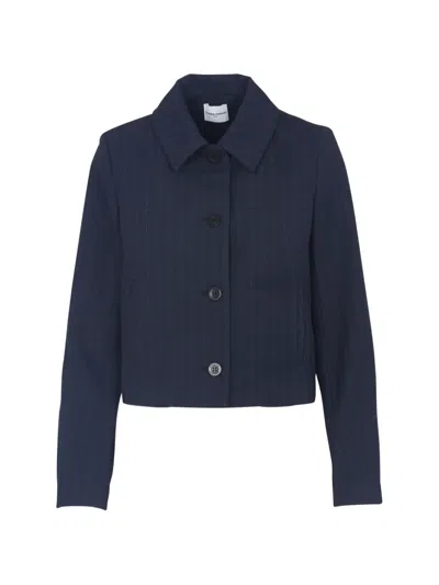 Claudie Pierlot Button Pinstripe Jacket In Blue