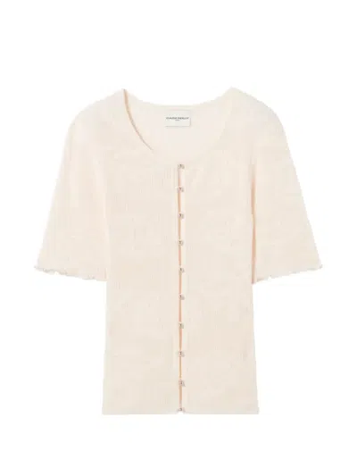 Claudie Pierlot Buttoned Short-sleeves Cardigan In Neutral