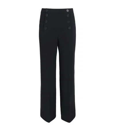 Claudie Pierlot Buttoned Wide-leg Tailored Trousers In Black