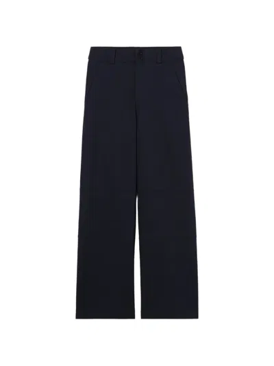 Claudie Pierlot Womens Navy Straight-leg Regular-fit Satin Trousers In Blue