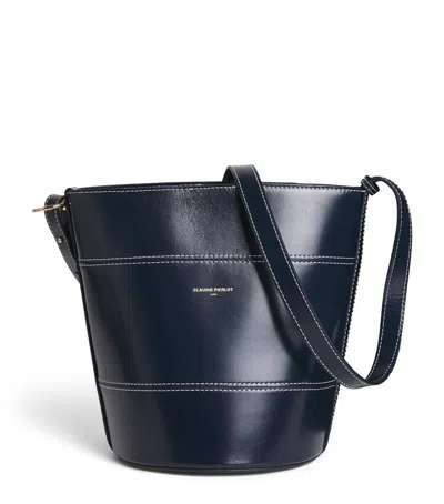 Claudie Pierlot Calfskin Bucket Bag In Blue