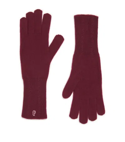 Claudie Pierlot Cashmere-blend Cable-knit Gloves In Red