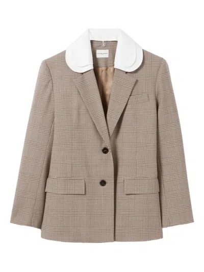 Claudie Pierlot Check-print Blazer In Brown