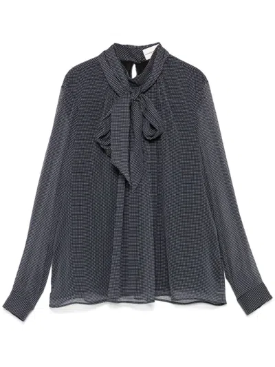 Claudie Pierlot Check Tie-neck Blouse In Blue