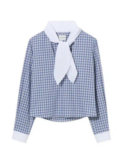 Claudie Pierlot Checked Pussy-bow Top In Blue