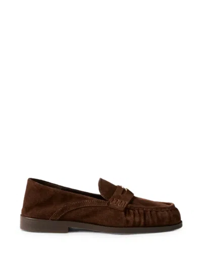 Claudie Pierlot Chocolate Suede Loafers In Brown