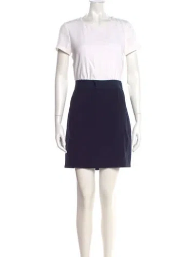 Pre-owned Claudie Pierlot Colorblock Pattern Mini Dress In Blue