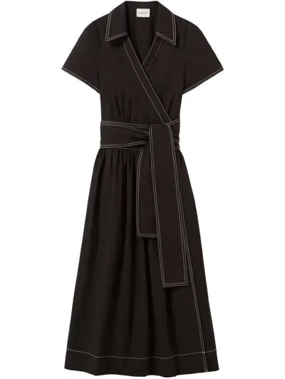 Claudie Pierlot Contrast-stitching Midi Dress In Brown