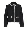 Claudie Pierlot Womens Dual-color Contrast-trim Ribbed Knitted Cardigan In Black