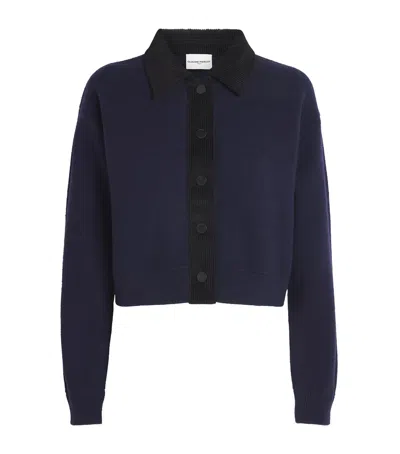 Claudie Pierlot Corduroy-collar Cardigan In Blue