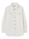 Claudie Pierlot Womens Ecru Patch-pocket Relaxed-fit Velvet Overshirt In Gray