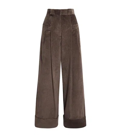 Claudie Pierlot Corduroy Wide-leg Tailored Trousers In Brown