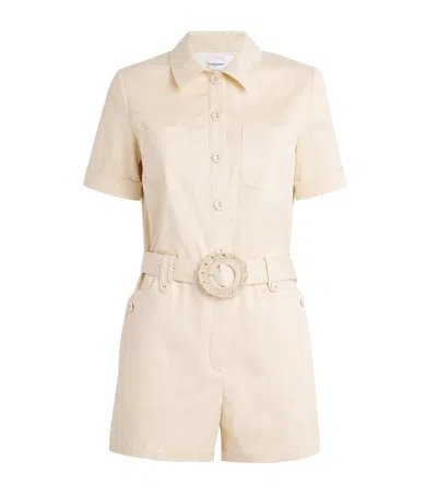 Claudie Pierlot Cotton-blend Belted Playsuit In Neutrals
