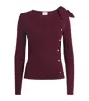 Claudie Pierlot Womens Burgundy Button-embellished Slim-fit Stretch-cotton T-shirt