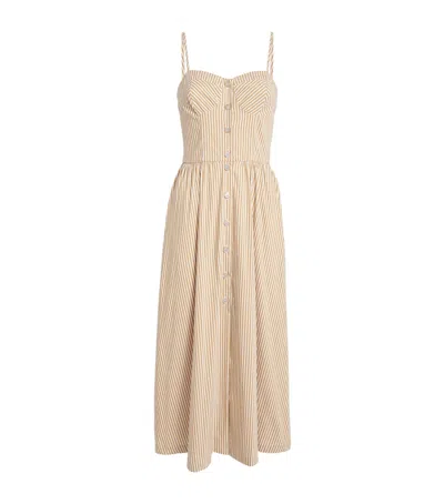 Claudie Pierlot Cotton-blend Stripe Maxi Dress In Neutral