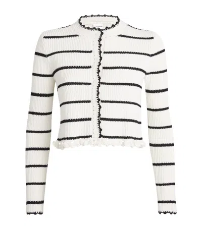 Claudie Pierlot Cotton-blend Striped Cardigan In White