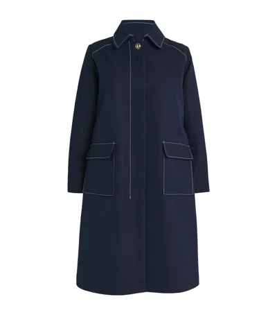 Claudie Pierlot Cotton-blend Trench Coat In Blue