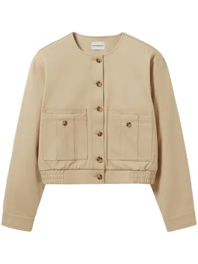 Claudie Pierlot Cotton Bomber Jacket In Neutrals